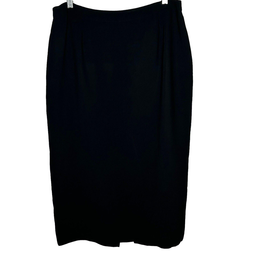Vintage Black Midi Skirt 14 Straight Long Slit Business Dressy Jones NY‎